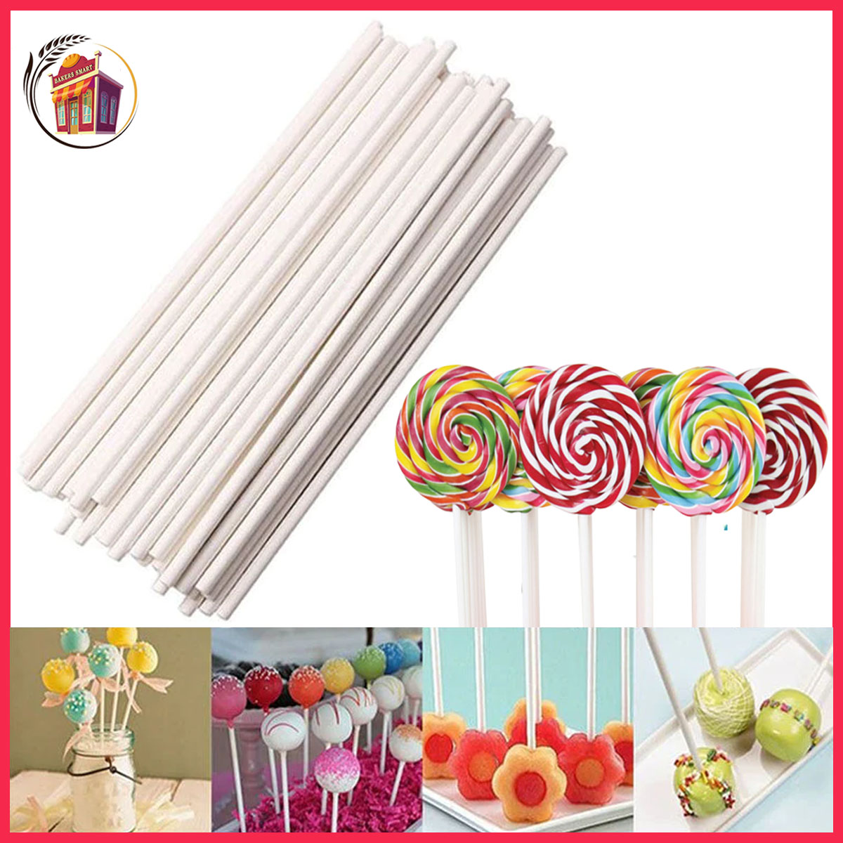 Lollipop Sticks, Cake Pop Sticks, 50 pcs, 6 inch, Diameter 3 ml
